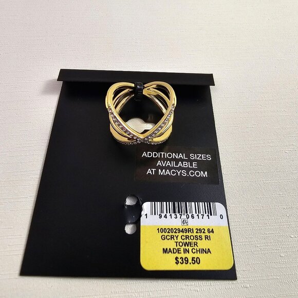 I.N.C. International Concepts Gold Tone Rhinestone Cross Ring Size 7 New Without - Picture 2 of 5